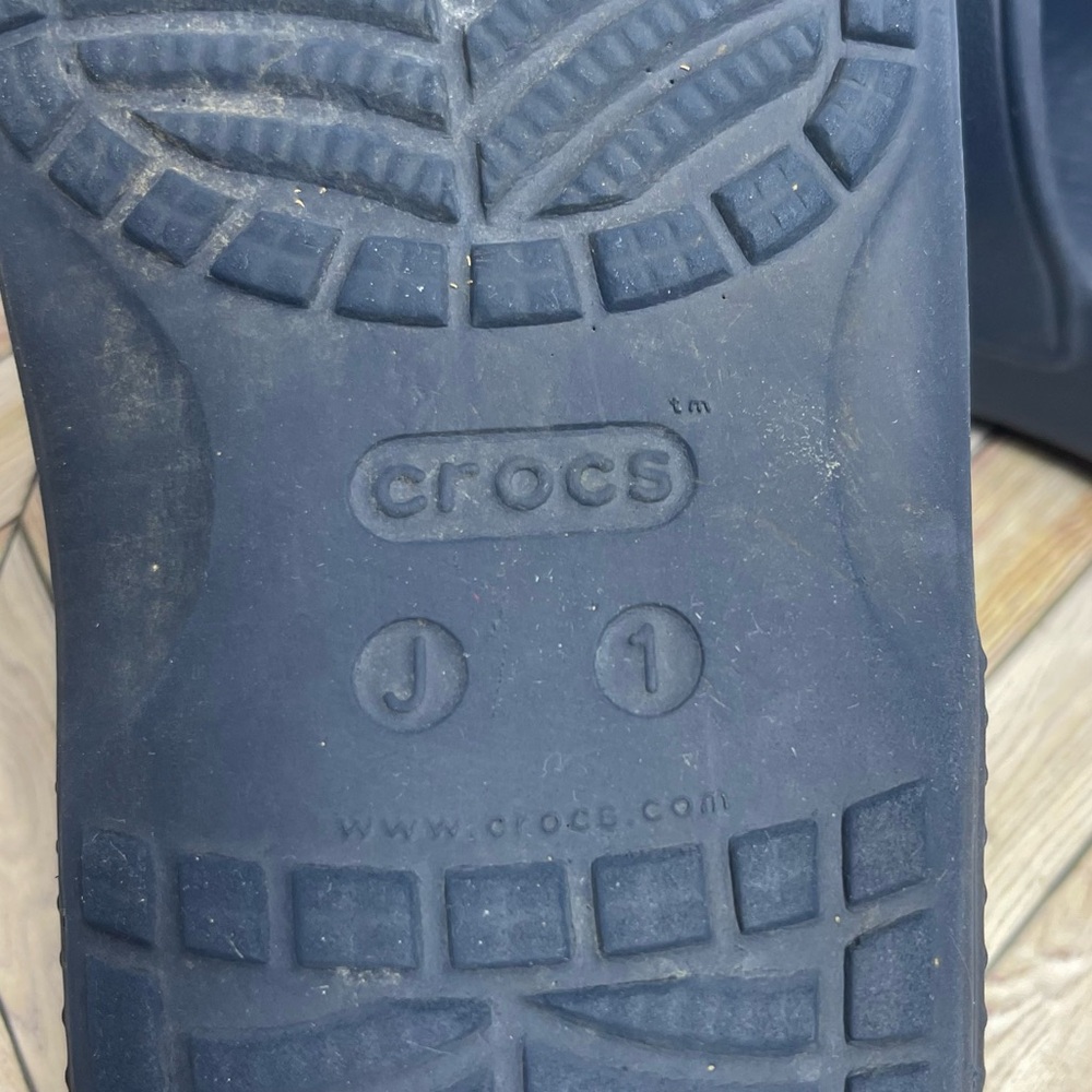 CROCS Navy iconic comfort rubber slides shoes‎ sandals size 1 kids youth sb4 - Picture 8 of 8